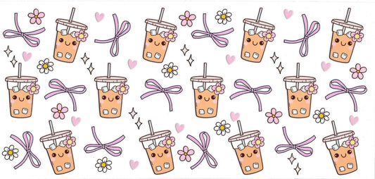 ICE COFFEE CUPS & BOW • UV DTF Wrap