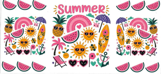 Summer with sun & watermelons (DOUBLE SIDE) • UV DTF Wrap