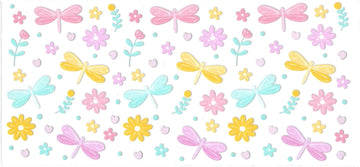 DRAGON FLIES with flowers • UV DTF Wrap