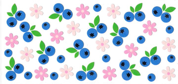 BLUEBERRIES & PINK FLOWERS • UV DTF Wrap