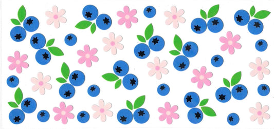 BLUEBERRIES & PINK FLOWERS • UV DTF Wrap