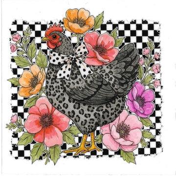 HEN & FLOWERS • UV DTF DECAL