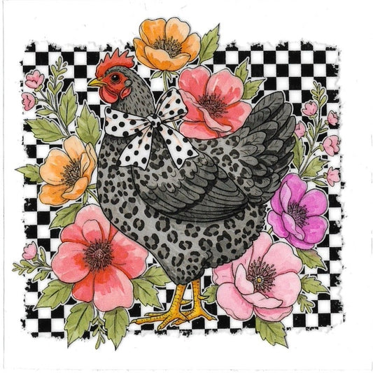 HEN & FLOWERS • UV DTF DECAL