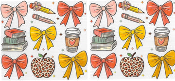 Books, Bow & Coffee • DOUBLE SIDE • UV DTF Wrap
