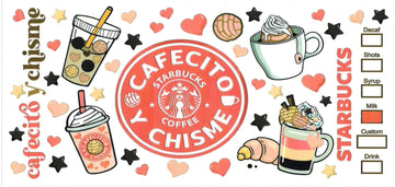 CAFECITO Y CHISME coral • UV DTF Wrap