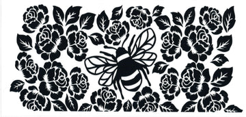 BLACK BEE & ROSES • UV DTF Wrap
