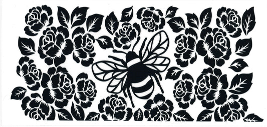 BLACK BEE & ROSES • UV DTF Wrap