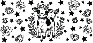 Cow with star and flower clear and black (DOUBLE SIDE) • UV DTF Wrap
