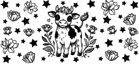 Cow with star and flower clear and black (DOUBLE SIDE) • UV DTF Wrap