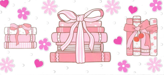 Pink books, flowers & bows • DOUBLE SIDE • UV DTF Wrap