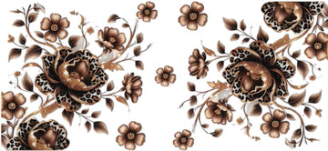 FLOWERS BROWN WITH CHEETAH PRINT • DOUBLE SIDE UV DTF Wrap