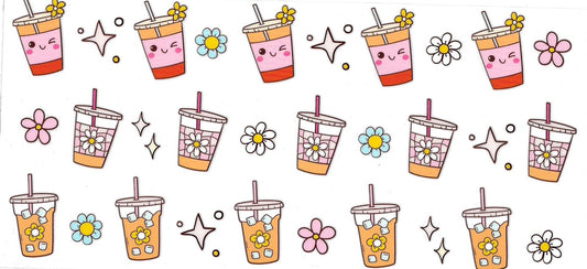 DRINK CUPS with flowers • UV DTF Wrap