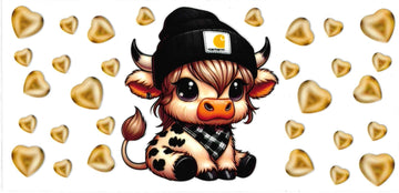 BABY COW gold hearts • UV DTF Wrap