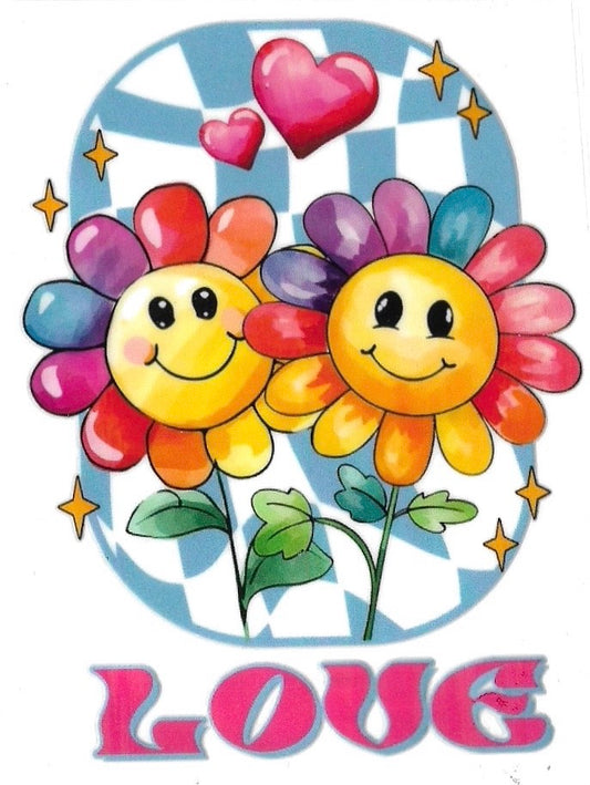 LOVE with colorful flowers • UV DTF Decal