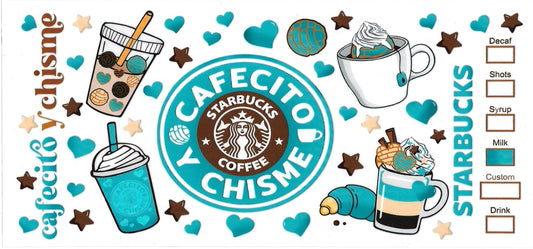 CAFECITO Y CHISME BRIGHT BLUE • UV DTF Wrap