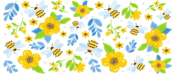 YELLOW FLOWERS & BEES • UV DTF Wrap