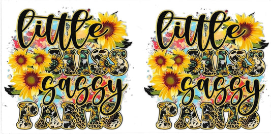 LITTLE MISS SASSY PANTS sunflowers • UV DTF Wrap