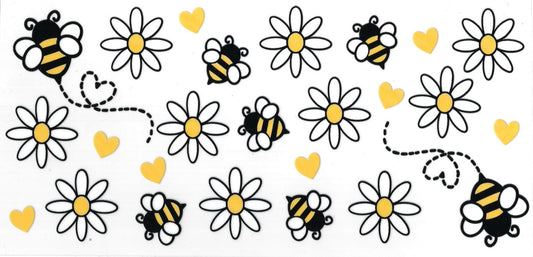 Bees & White flowers (DOUBLE SIDE) • UV DTF Wrap
