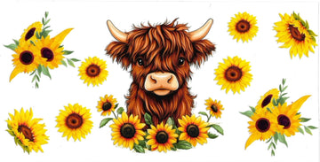 COW with sunflowers • UV DTF Wrap