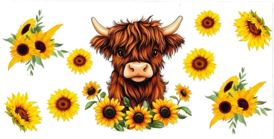 COW with sunflowers • UV DTF Wrap