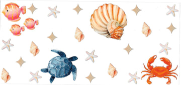 Sea shells & turtles • (DOUBLE SIDE) • UV DTF Wrap