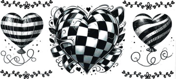 Black Hearts with checkers (DOUBLE SIDE) • UV DTF Wrap