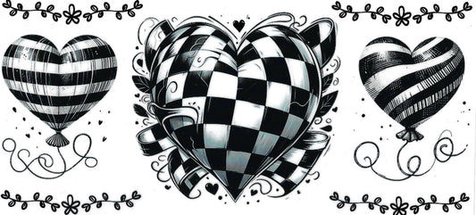 Black Hearts with checkers (DOUBLE SIDE) • UV DTF Wrap