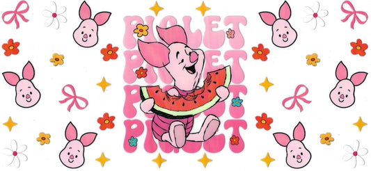 Pig with watermelon  (DOUBLE SIDE) • UV DTF Wrap
