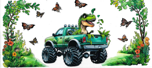Dinosaurs & Truck • DOUBLE SIDE • UV DTF Wrap