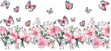 Pink flowers & butterflies • DOUBLE SIDE • UV DTF Wrap