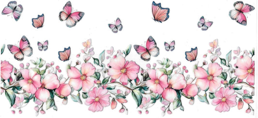 Pink flowers & butterflies • DOUBLE SIDE • UV DTF Wrap