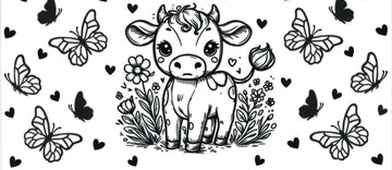 Baby Cows black and clear with butterflies • DOUBLE SIDE UV DTF Wrap