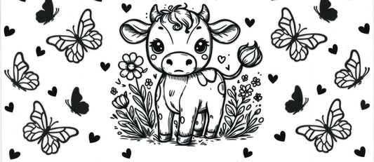 Baby Cows black and clear with butterflies • DOUBLE SIDE UV DTF Wrap