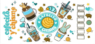 CAFECITO Y CHISME blue • UV DTF Wrap