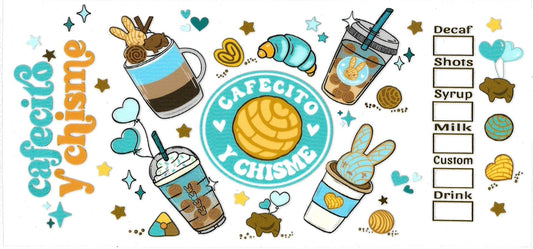CAFECITO Y CHISME blue • UV DTF Wrap