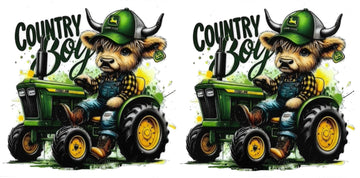 COUNTRY BOY COW green trailer • UV DTF Wrap