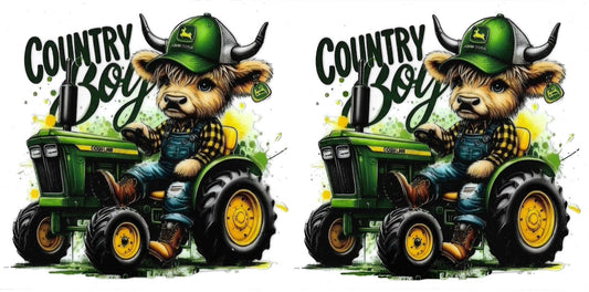 COUNTRY BOY COW green trailer • UV DTF Wrap