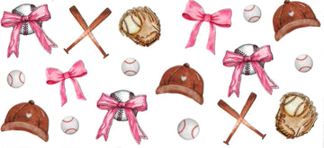 Baseball, bow, hat & bat • (DOUBLE SIDE) • UV DTF Wrap