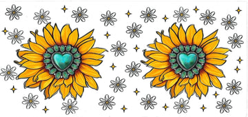 SUNFLOWERS with mini white flowers • UV DTF Wrap