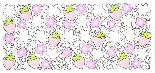 LIGHT PINK STRAWBERRY & White flowers • UV DTF Wrap