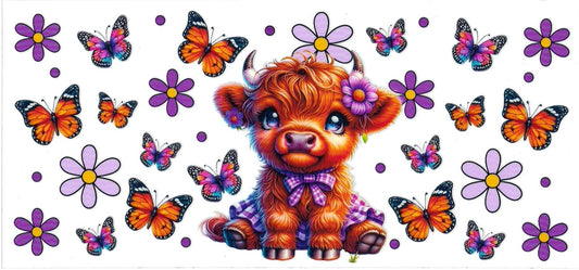 BABY COW purple bow • UV DTF Wrap