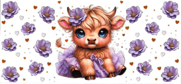 Cow with purple flowers (DOUBLE SIDE) • UV DTF Wrap