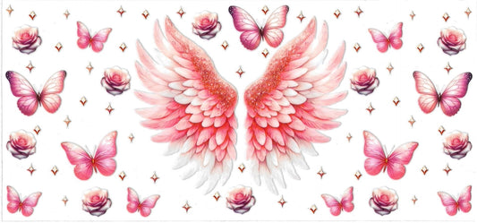 PINK ANGEL WINGS & BUTTERFLIES (DOUBLE SIDE) • UV DTF Wrap