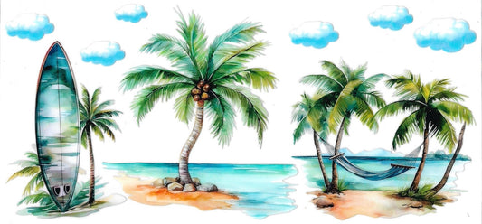 Palm Tree & Beach • UV DTF Wrap