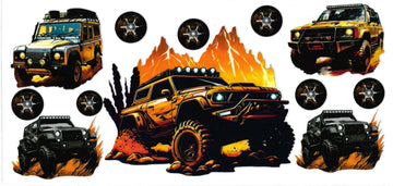 YELLOW JEEP & mountain • UV DTF Wrap