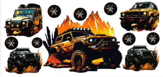 YELLOW JEEP & mountain • UV DTF Wrap