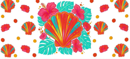 Sea shell & Hibiscus (DOUBLE SIDE) • UV DTF Wrap