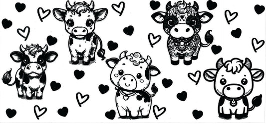 Baby Cows black and clear • DOUBLE SIDE UV DTF Wrap