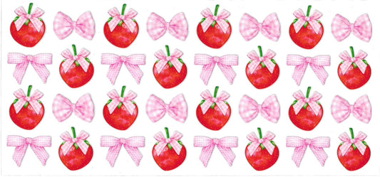 STRAWBERRIES & PINK BOW • UV DTF Wrap