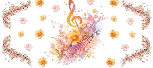 Music note & Flowers • DOUBLE SIDE • UV DTF Wrap